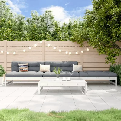 VIDAXL Salon de jardin  bois massif blanc 4 pieces 6 personnes