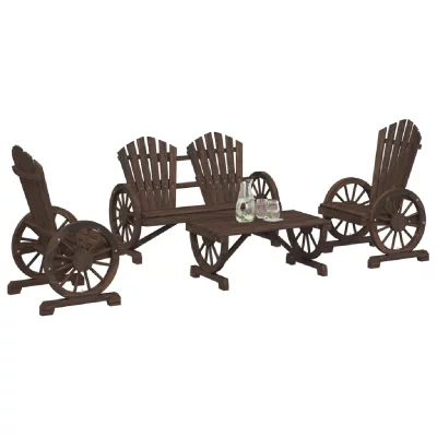 VIDAXL Salon de jardin  bois massif vert 4 pieces