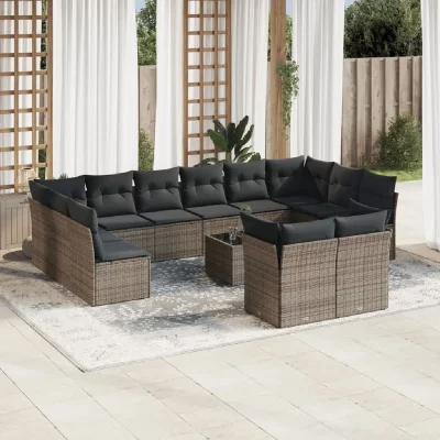 VIDAXL Salon de jardin  - Gris r&eacute;sine tress&eacute;e