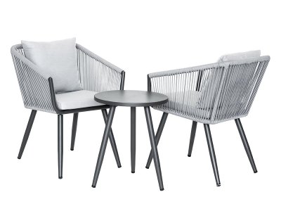 JARDILINE Salon d&eacute;tente en corde tress&eacute;e - Gris - 59 x 64 x 79 cm