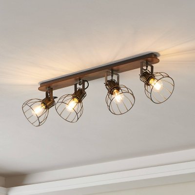 EGLO Sambatello barre de projecteur &agrave; 4 lampes marron, argent