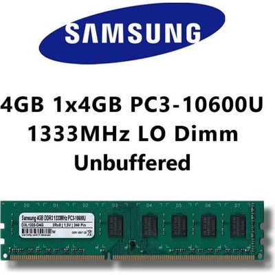 SAMSUNG  4 GB (1 x 4 Go) DDR3 1333 MHz (PC3 10600u) Lo DIMM pour PC Ordinateur de Bureau m&eacute;moire RAM