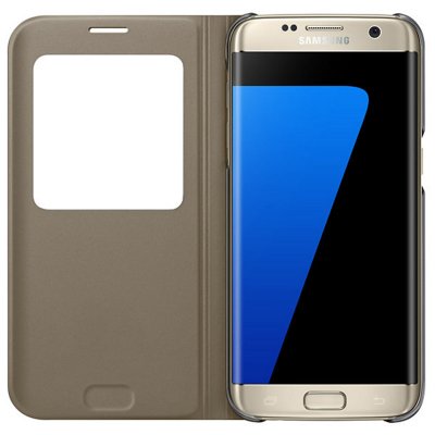 SAMSUNG  - &Eacute;tui &agrave; fen&ecirc;tre Or Original pour  Galaxy S7 Edge
