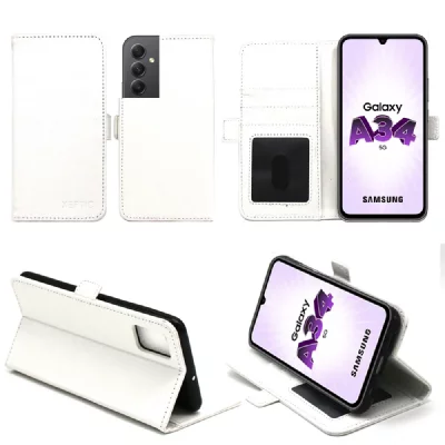 XEPTIO Samsung Galaxy A34 5G Etui / Housse pochette protection blanc - Neuf