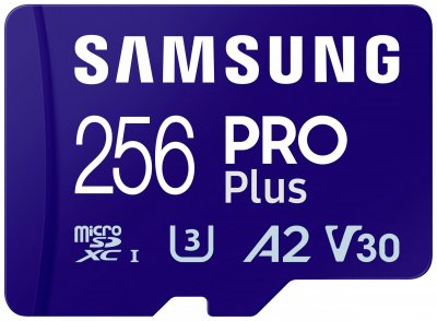 SAMSUNG  Micro Sd Pro Plus Uhs-i U3 Full Hd 4k 256gb Memory Card Bleu