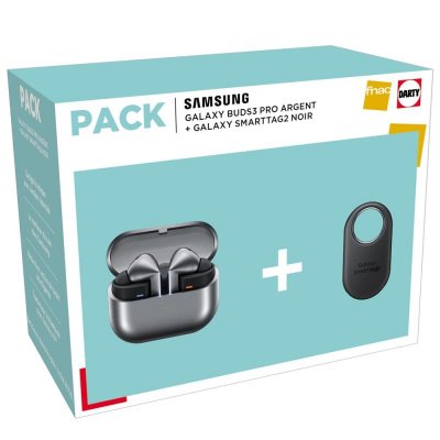 SAMSUNG  Mod&egrave;le du produit : PACK GALAXY BUDS3 PRO ARGENT + SMARTTAG2 - Neuf