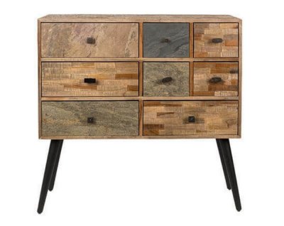 San - Commode design 8 tiroirs en teck recycl&eacute;