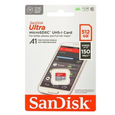SANDISK  512 GB MicroSDXC Ultra 150MB Card Only - Extended Capacity SD (MicroSDHC)