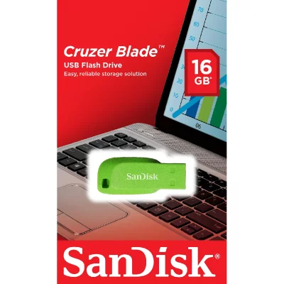 SANDISK  Cruzer Blade - Cl&eacute; USB - 16 Go - USB 2.0 - vert &eacute;lectrique