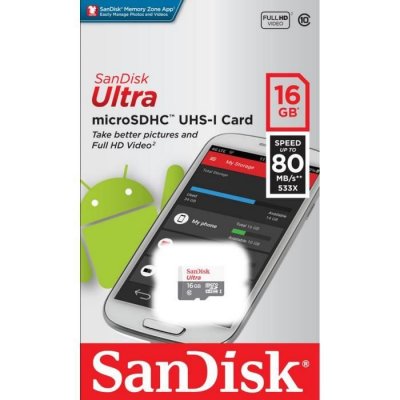 SANDISK  Ultra MicroSDHC 16GB UHS-I 16 Go Classe 10 - Neuf