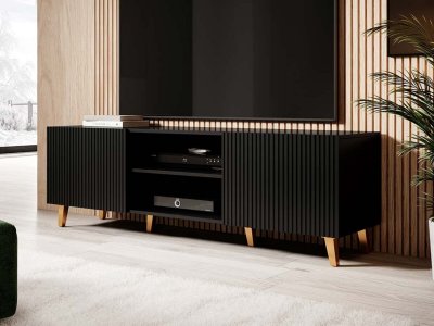 BEST MOBILIER Sanna - meuble tv - 150 cm - style contemporain - bestmobilier - noir