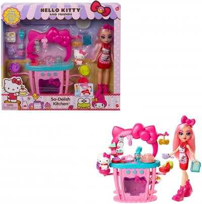 MATTEL Sanrio- Hello Kitty coffret Cuisine avec figurine et poup&eacute;e &Eacute;clair, 25 accessoires