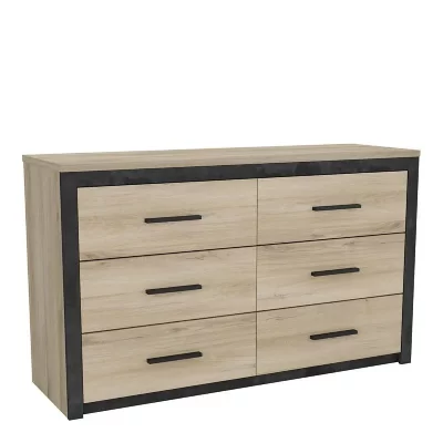 Sans Marque Commode Kansas 6 tiroirs - Ch&ecirc;ne