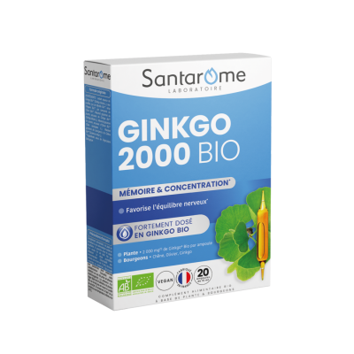 SANTAROME  Ginkgo Bio 2000 (20 Ampoules) - Bo&icirc;te 20 Ampoules de 10 ml