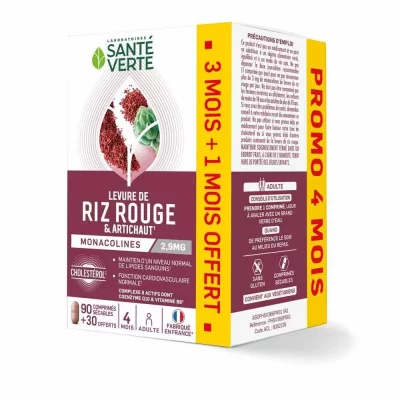 SANTE VERTE Sant&eacute; Verte LEVURE DE RIZ ROUGE + formule renforc&eacute;e 90 cps
