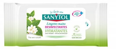 SANYTOL  Paquet 12 lingettes desinfectantes pour les mains