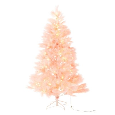 Sapin De No&euml;l Artificiel 400 Led ""pampa"" 210cm Rose Clair