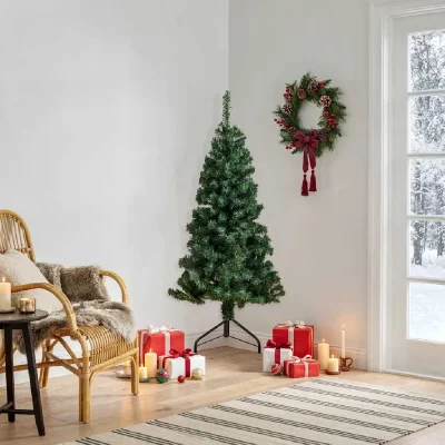Sapin De No&euml;l Artificiel D'angle Vert 120 Cm Pvc Vidaxl
