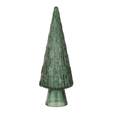 Sapin de No&euml;l en Verre ""C&ocirc;ne"" 43cm Vert Fonc&eacute;