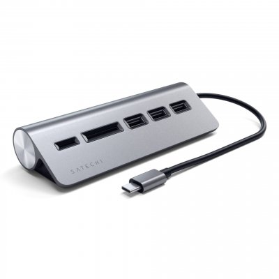 SATECHI  - Adaptateur USB-C vers USB et lecteur carte SD - Gris