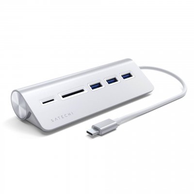 SATECHI  Hub Type-C Aluminium Argent - Hub USB 3.0 et lecteur de cartes