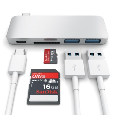 SATECHI  Hub USB-C vers USB 3.0 / Carte SD / USB-C - Argent