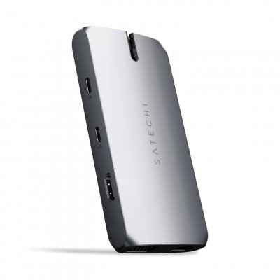 SATECHI  ST-UCMBAM hub & concentrateur USB 2.0 Type-C Noir, Argent