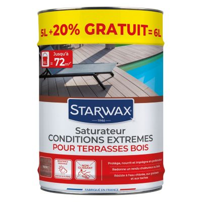 STARWAX Saturateur Bois ext&eacute;rieur Haute Protection - Teck 6 l - Teck