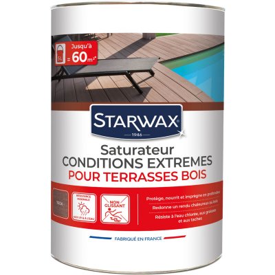 STARWAX Saturateur ext&eacute;rieur haute protection terrasse bois teck 5L