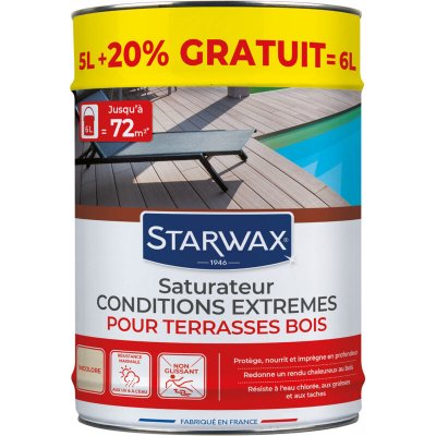 STARWAX Saturateur Haute protection terrasses Bois - Incolore - 6L
