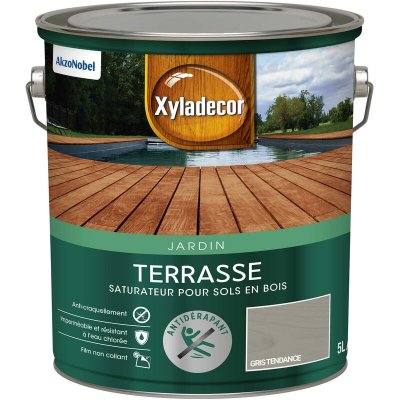 XYLADECOR Saturateur Terrasse - Gris tendance - Mat - Sol en bois - 5L