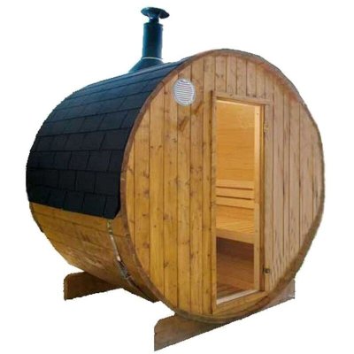 DESINEO Sauna ext&eacute;rieur Harvia type tonneau avec po&ecirc;le &agrave; bois 180 cm (L) x 220 cm (diam&egrave;tre)