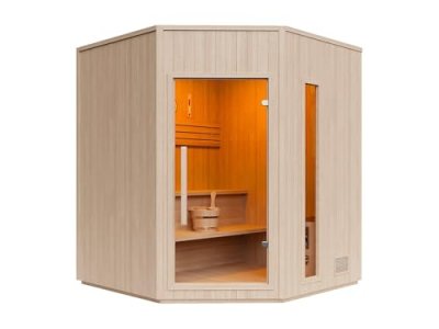 VENTE-UNIQUE Sauna finlandais d'angle - 3/4 places - L150 x P150 x H200 cm - KOTKA 