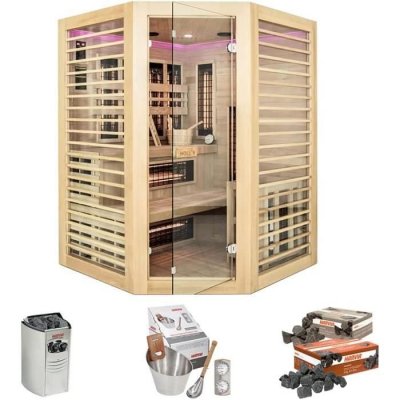 HOLL S COMFORT DESIGN SAUNAS Sauna HOLL's - Venus 3/4 places d'angles - Hybride Vapeur & Infrarouge Dual Healthy 