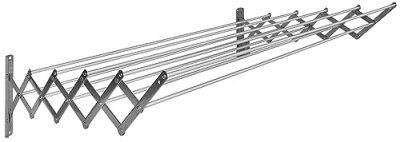 SAUVIC  S&eacute;choir &agrave; linge extensible inoxydable avec 10 barres  de 140 cm