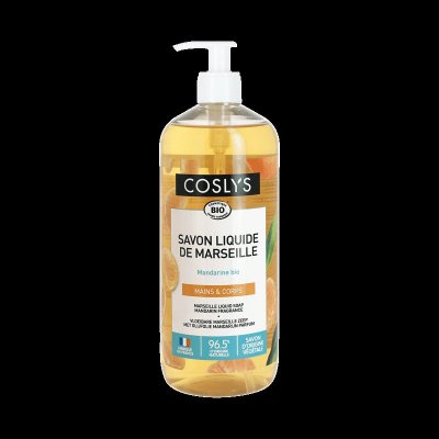 COSLYS Savon liquide de marseille mandarine bio 1L Mains et corps 