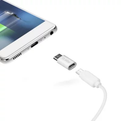 SBS  adaptateur usb micro-usb type b (f) pour usb-c (m) blanc 5291