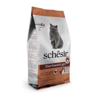 SCHESIR  - Croquettes Sterilized & Light Au Poulet Pour Chat - 10kg