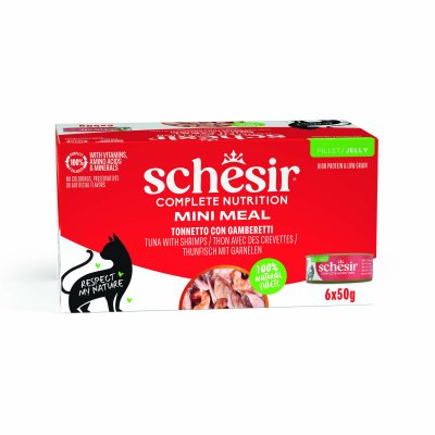SCHESIR  Thon Crevettes Gel&eacute;e Pour Chat Multipack 6 X 50 G