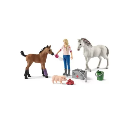 SCHLEICH  - Visite du v&eacute;t&eacute;rinaire pour la jument et le poulain - 42486