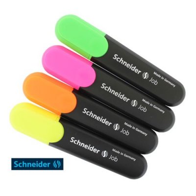 SCHNEIDER  1500 Pochette de 4 surligneurs Jaune/Orange/Rose/Vert
