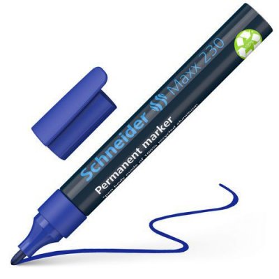 SCHNEIDER  Marqueur Permanent Maxx 230, Corps En Aluminium, Pointe Ogive, Encre Bleue &Agrave; Faible Odeur