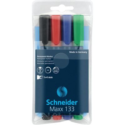 SCHNEIDER  Maxx 133 Marqueur permanent Bleu Fonc&eacute; Pochette de 4