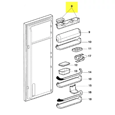 WHIRLPOOL Scholtes - balconet superieur/couvercle 411X75X55 pour refrigerateur