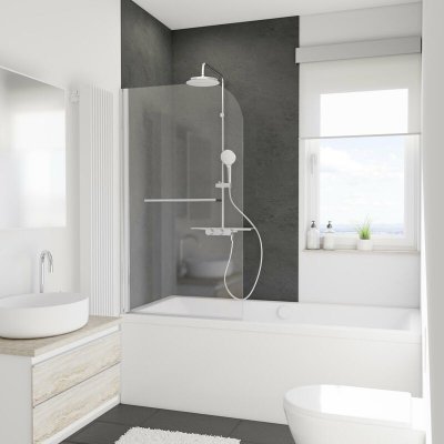 Schulte pare baignoire 80x140 cm porte-serviette chromé pivotant verre 5mm