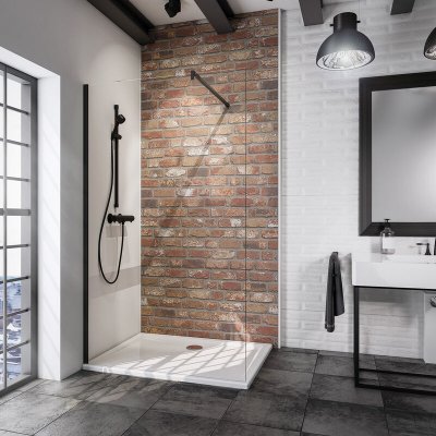 SCHULTE  paroi de douche &agrave; litalienne 120x190 cm  verre 6 mm transparent style industriel noir mat
