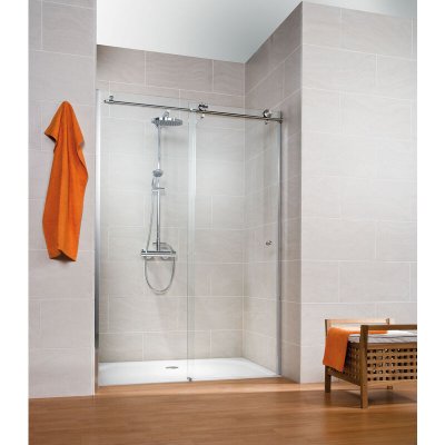 SCHULTE  - Porte de douche coulissante, verre 8 mm, profil&eacute; aspect chrom&eacute;, MasterClass 140 x 200 cm