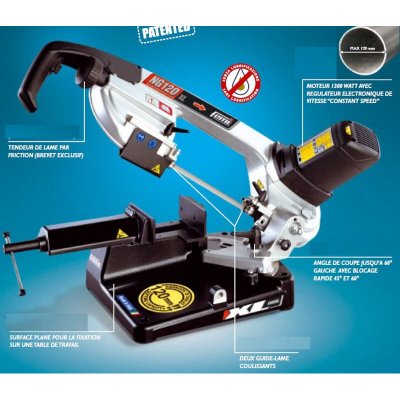 FEMI Scie &agrave; ruban m&eacute;tal  coupe rapide +50% - coupe max 120mm - NG120XL
