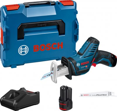 BOSCH Scie sabre sansfil  GSA 12V14 12 V 2 batteries 30 Ah chargeur coffret LBoxx