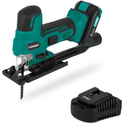 VONROC Scie sauteuse 20v - poign&eacute;e canon ergonomique - batterie 2.0ah et chargeur inclus